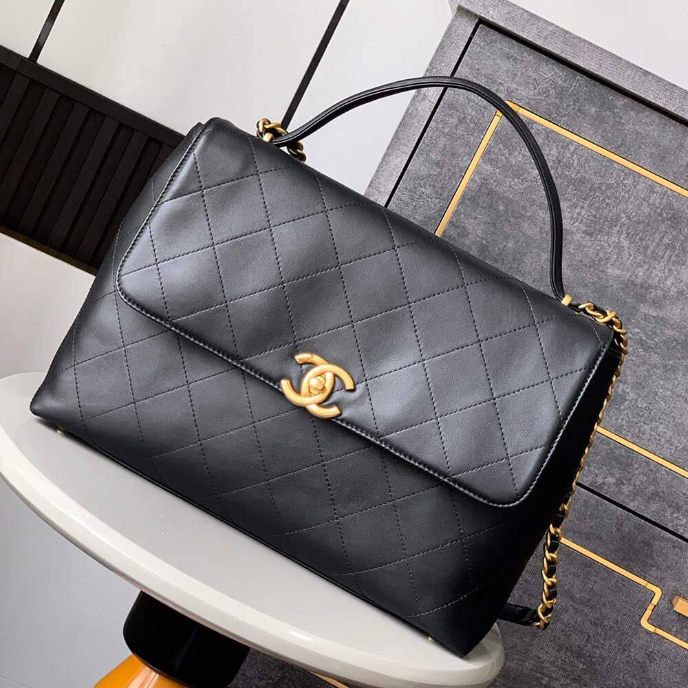 CHANEL Maxi flap bag with handle(HIGH-END GRADE)
