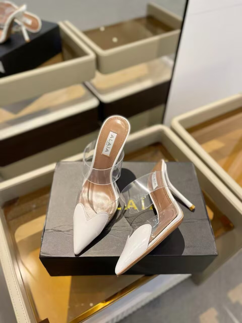 UA ALAÏA Le Coeur Mule Heart-Toe Slingback Pump 10.5cm Heel