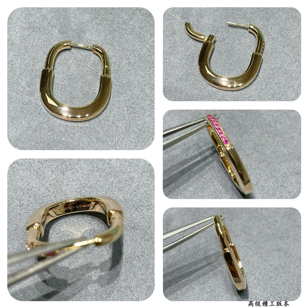 t*f*ny & co. medium pink Di*m*nd lock earrings