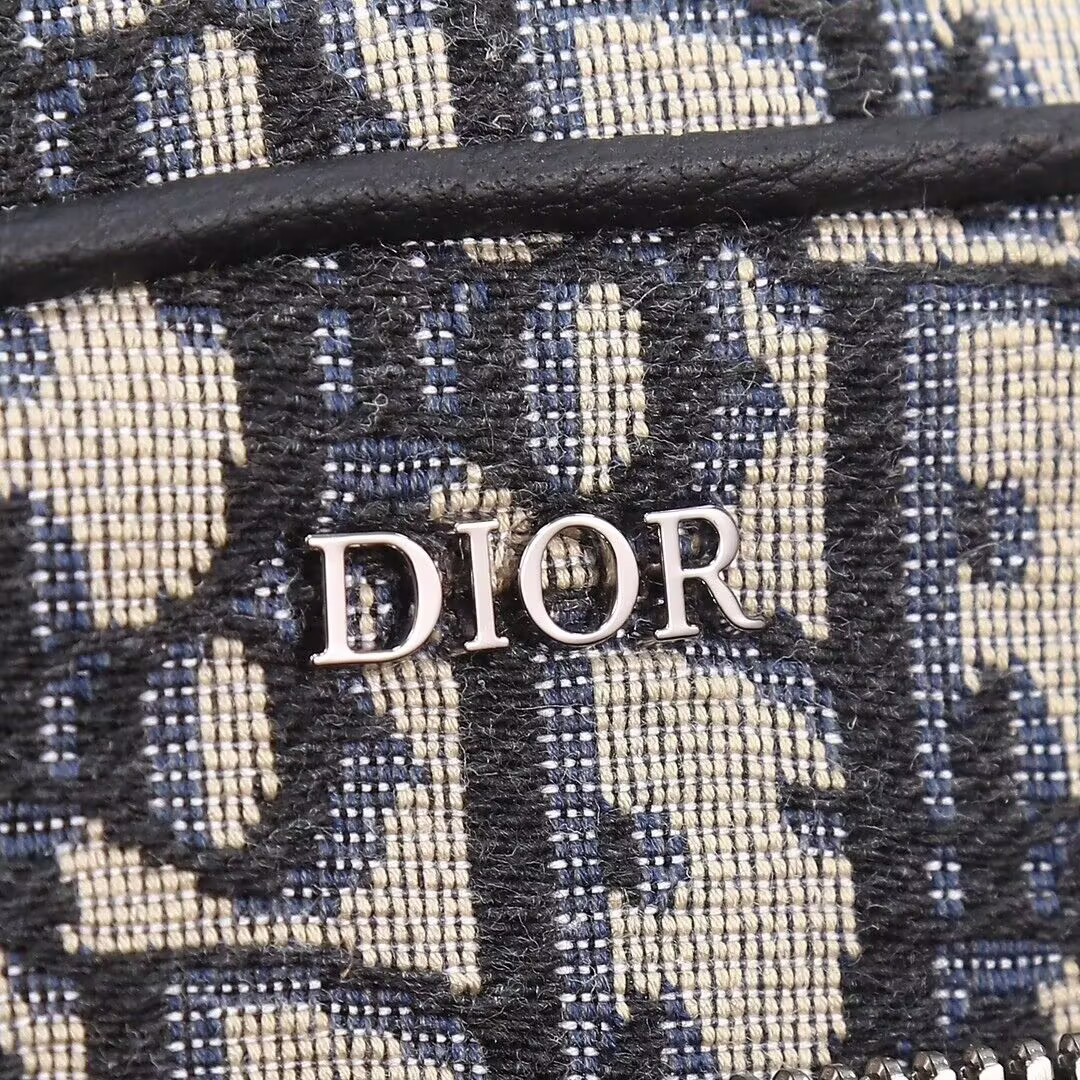 D*or saddle triple pouch beige and black D*or oblique jacquard 18x25x5cm