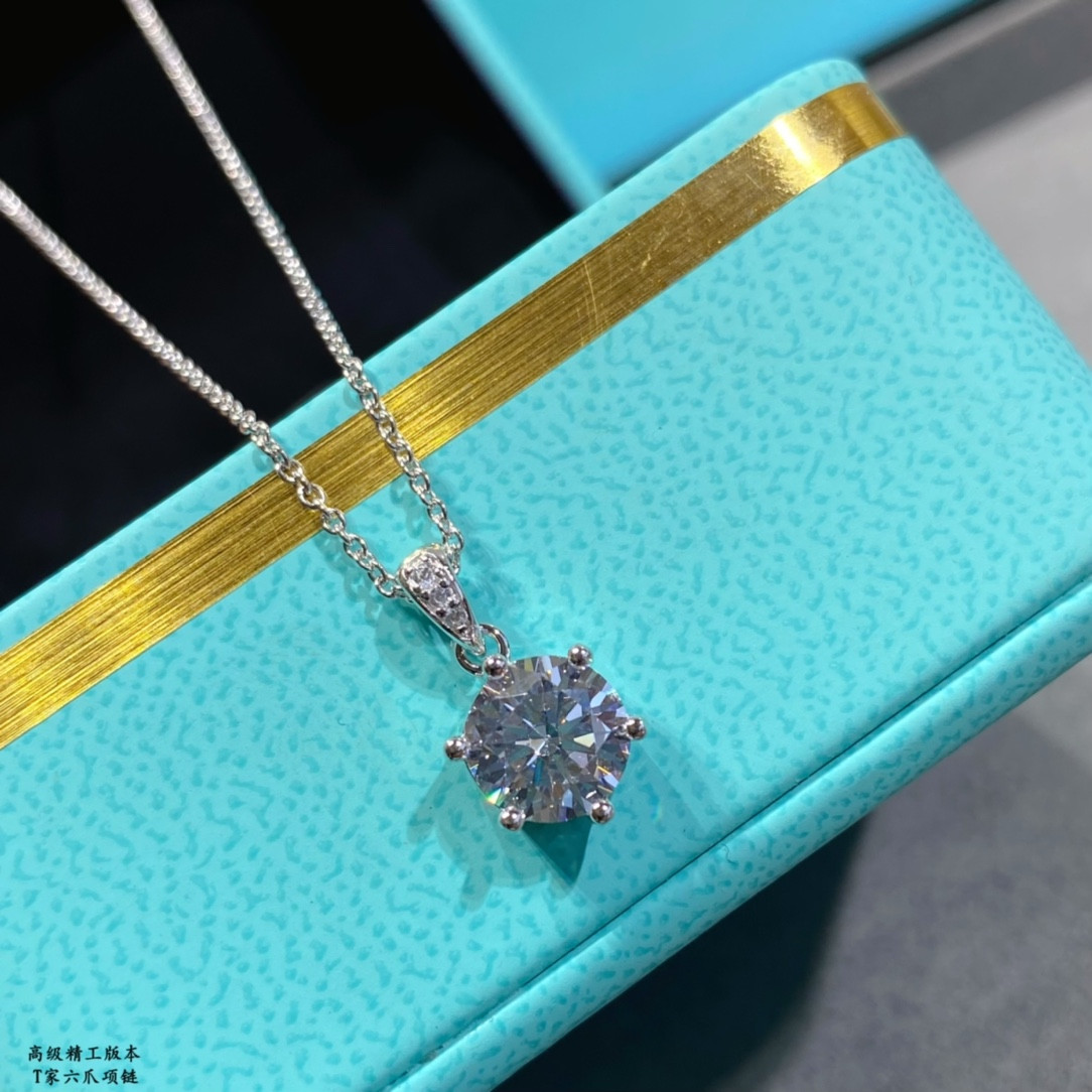 T*f*ny & co. setting six-prong pendant necklace ag925