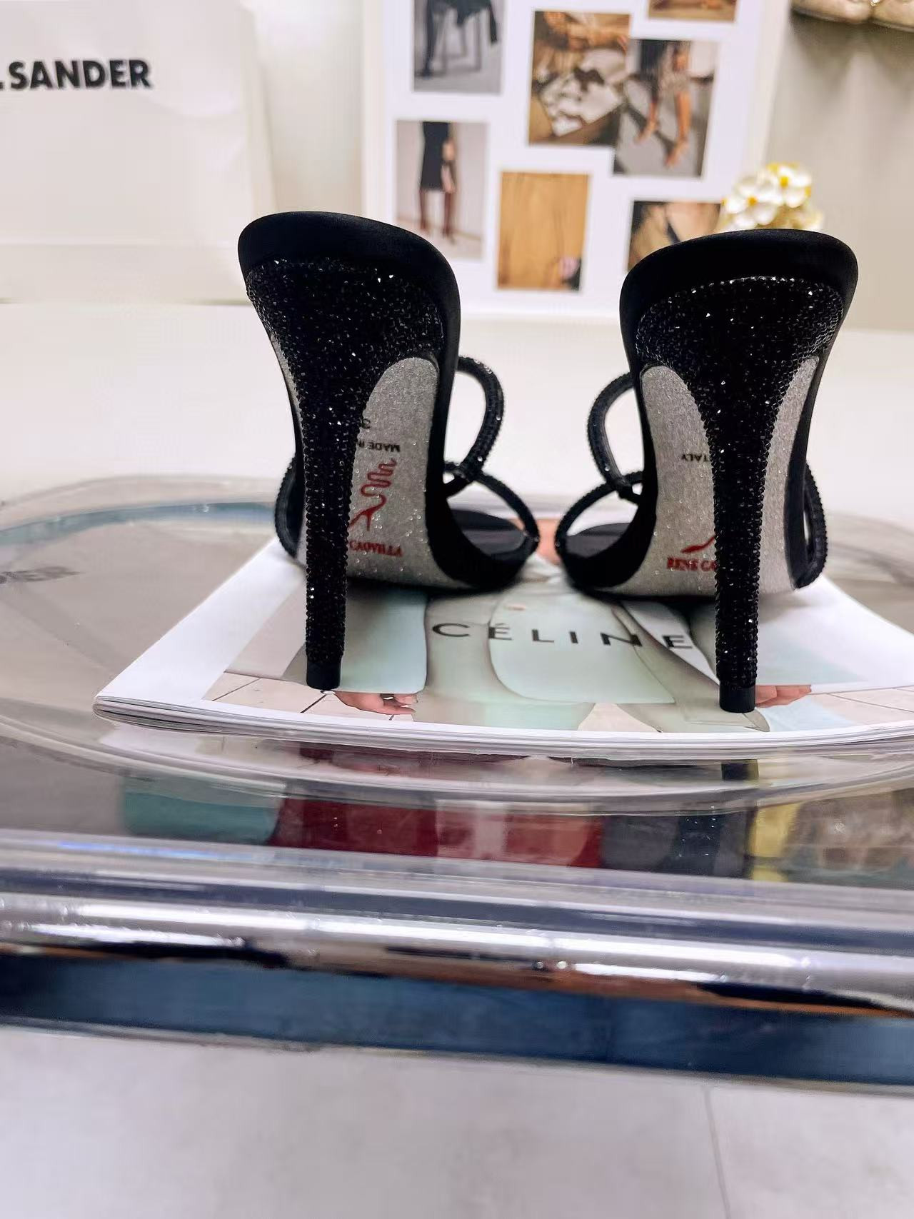UA René Caovilla Open-toe Crystal-embellished Sandals 95mm