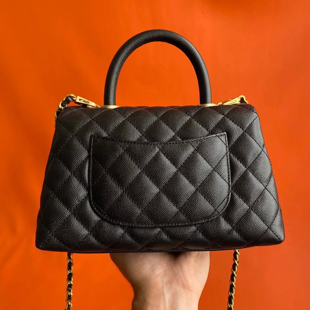 Ch*el flap bag with top handle