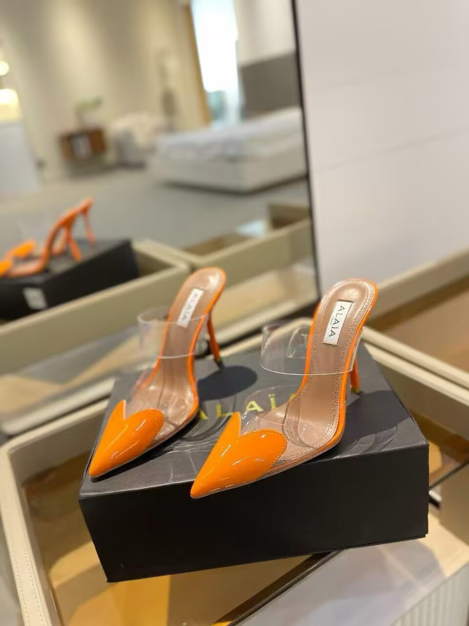 UA ALAÏA Le Coeur Mule Heart-Toe Slingback Pump 10.5cm Heel