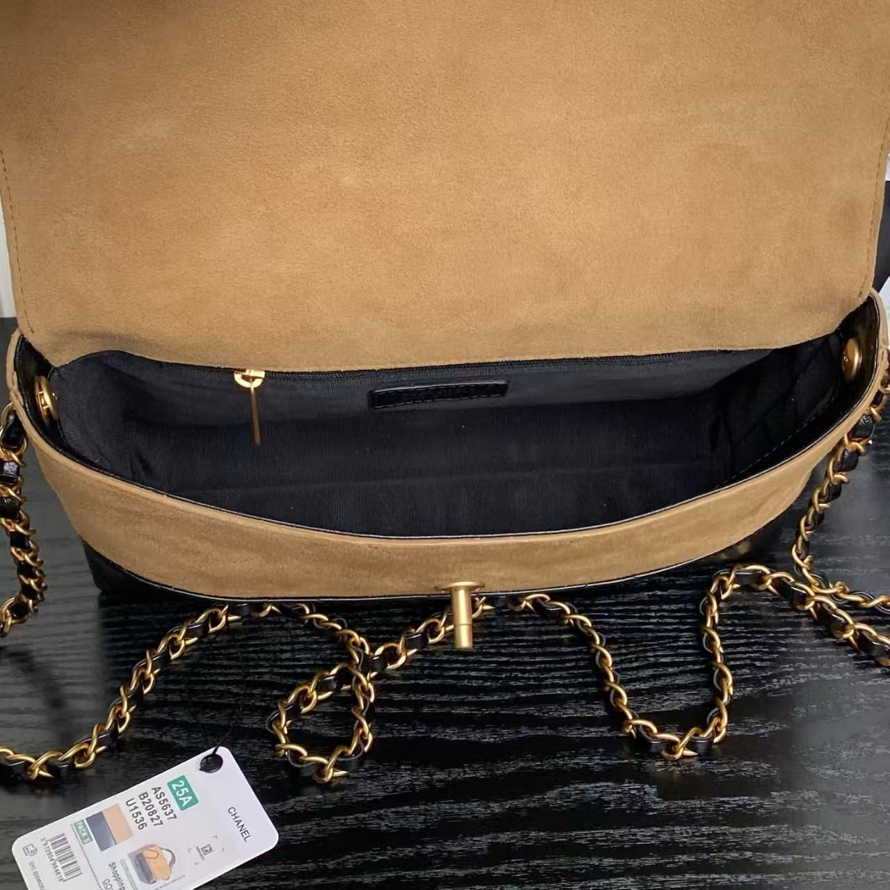 Ch*el large flap bag with top handle as5637 18x29x8cm