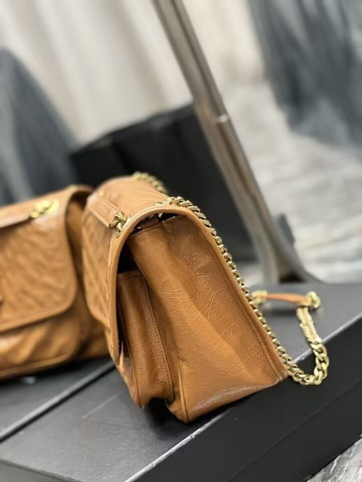 Y*L niki medium in vintage leather shiny 28x20x8.5cm