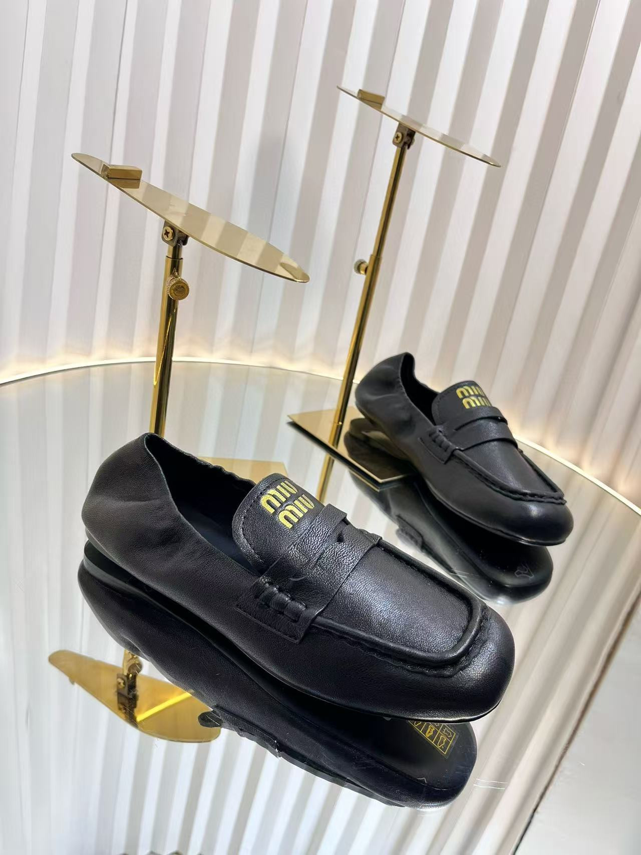 UA Miu Miu Ruches Nappa Leather Loafers