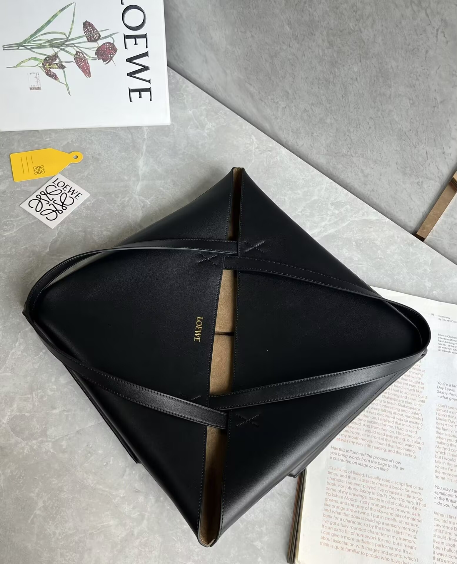 L0ew* extra large puzzle fold tote in shiny calfskin 42x41x18 cm
