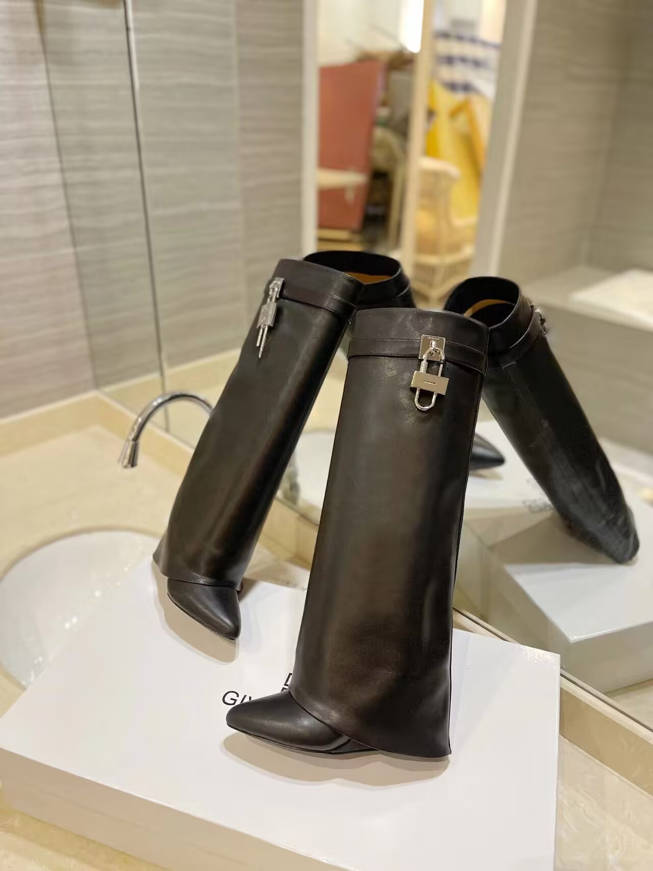 UA Givenchy Shark Lock boots in leather