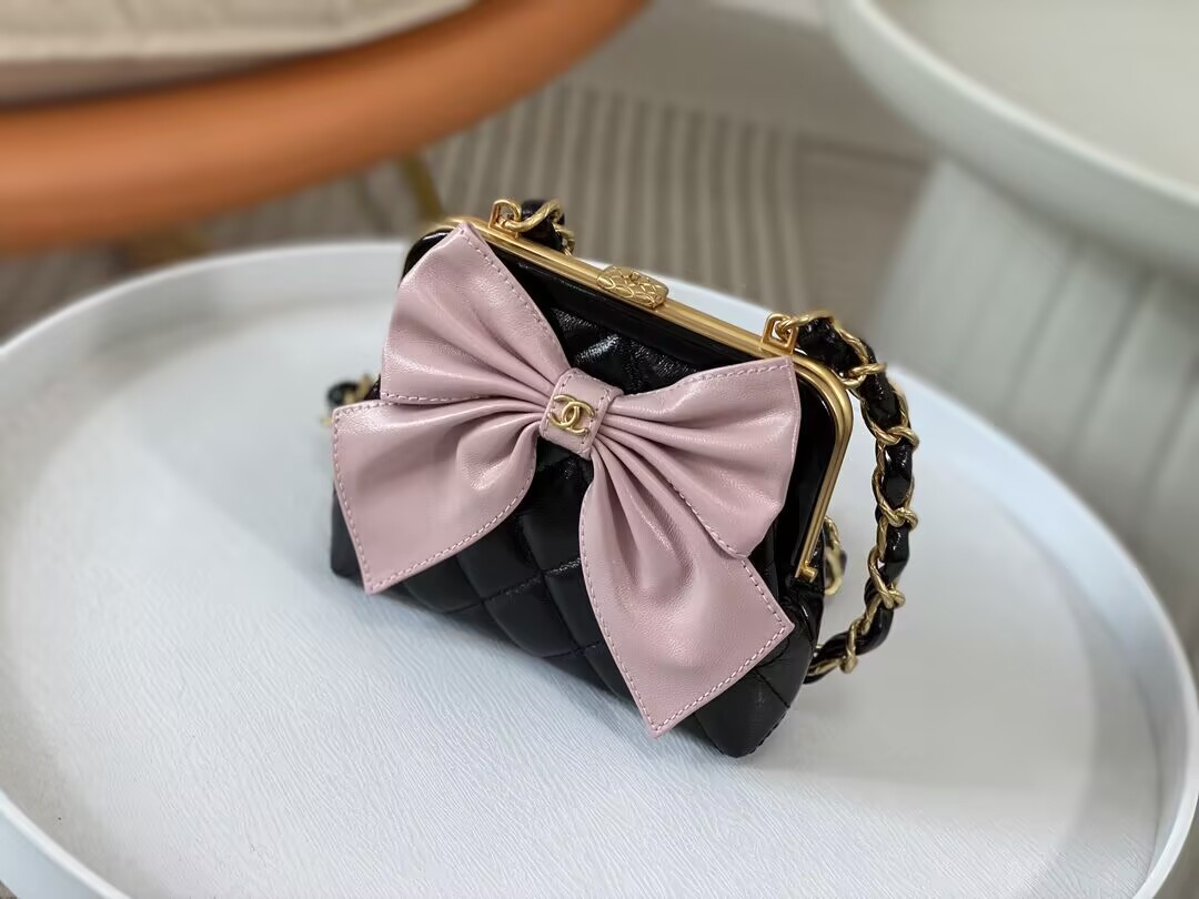 Ch*el clutch with chain 12 × 13 × 4 cm