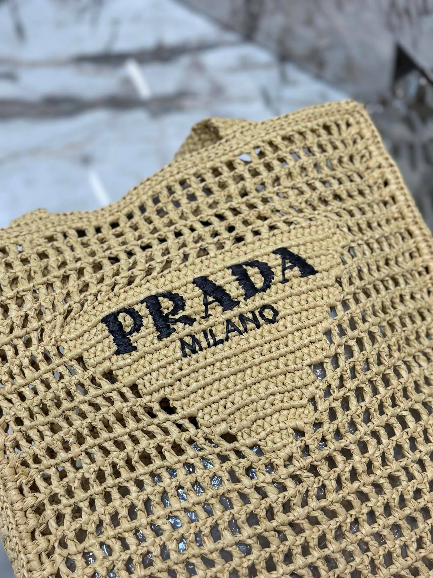 Pra*a crochet tote bag color natural