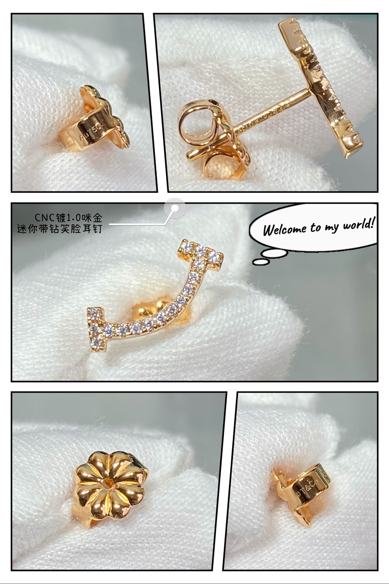 t*f*ny & co. mini smile with Di*m*nd stud earrings