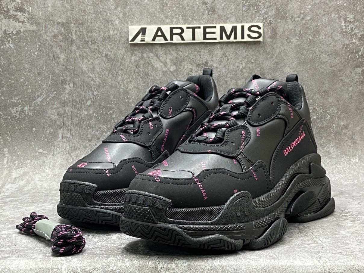 Balenciga Triple S Allover Logo Black Purple