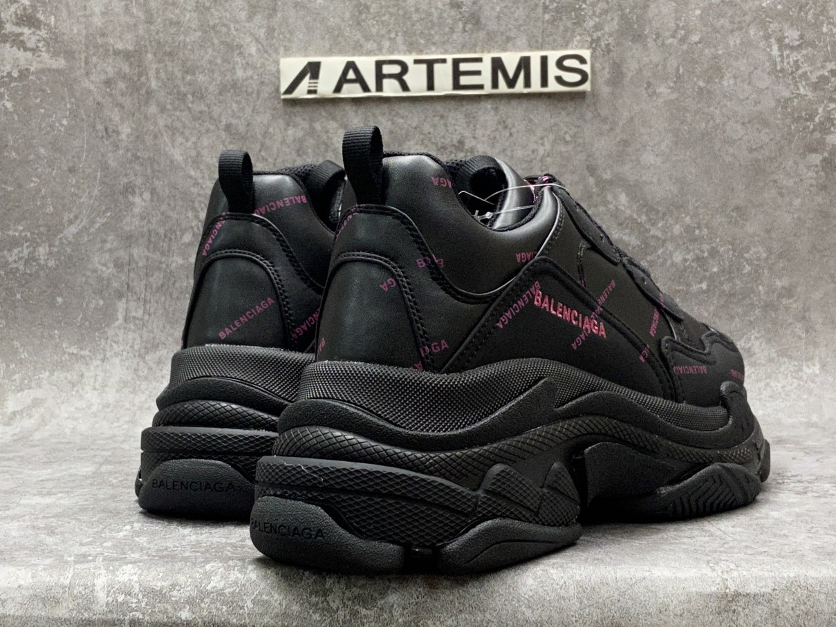 Balenciga Triple S Allover Logo Black Purple