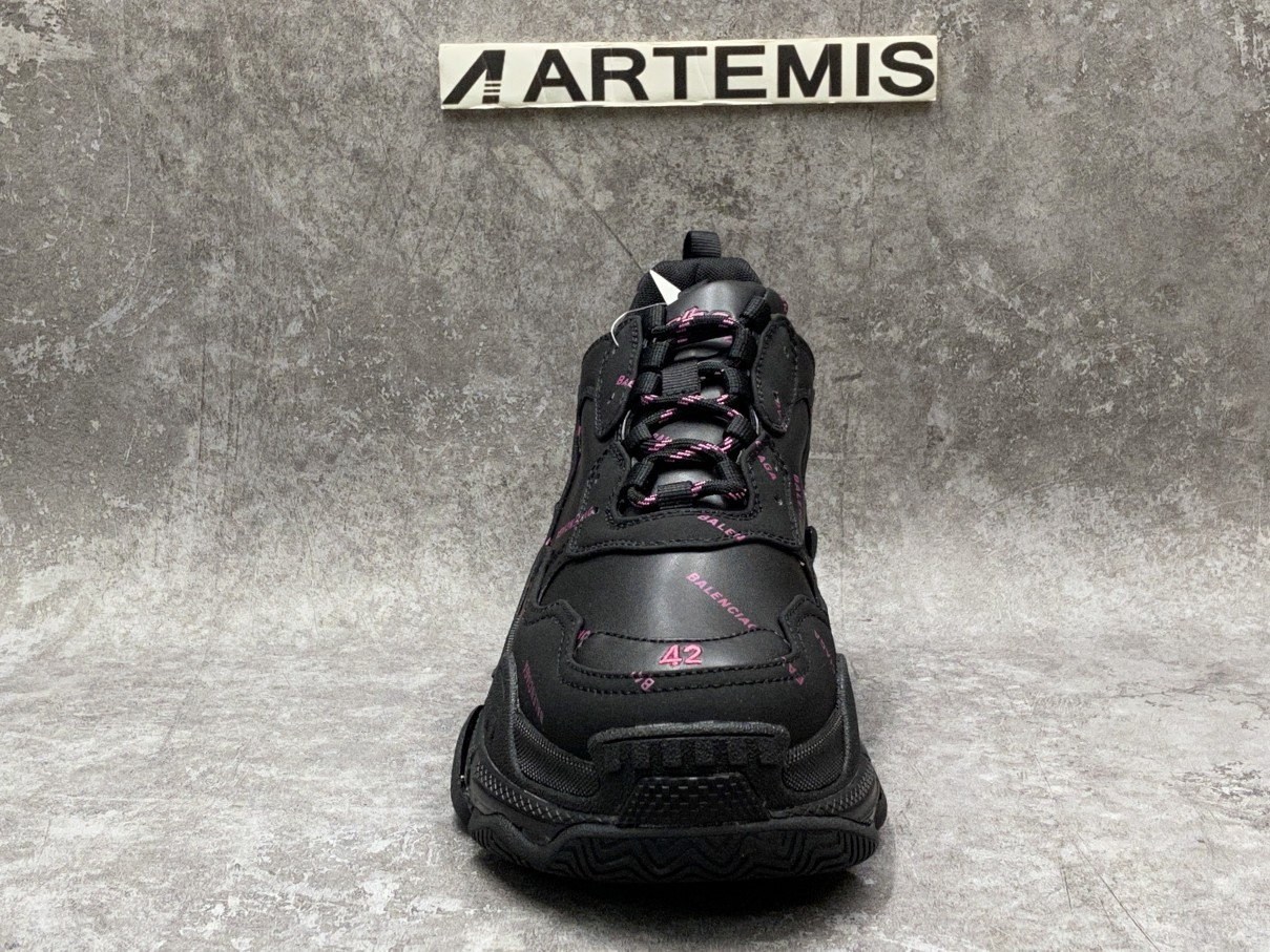 Balenciga Triple S Allover Logo Black Purple