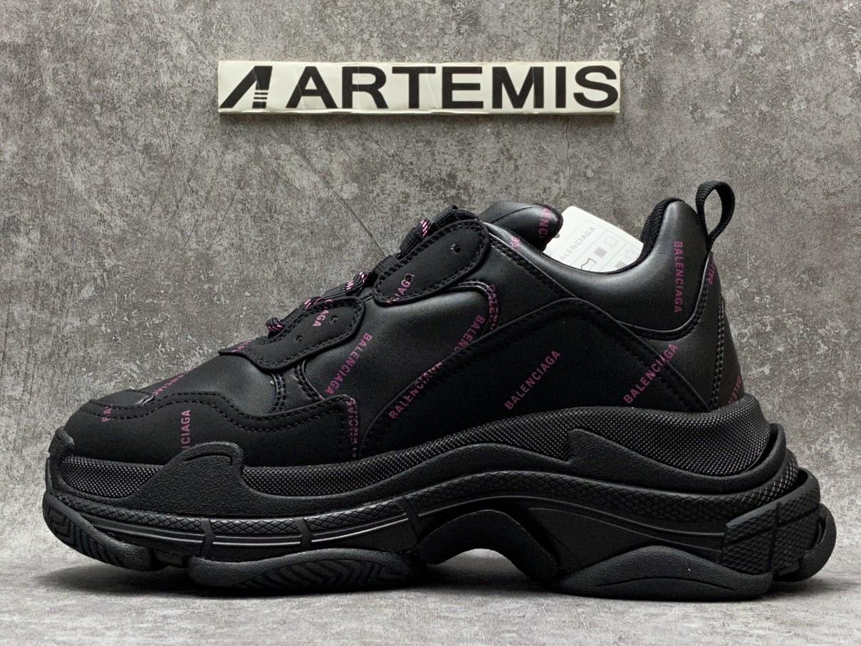 Balenciga Triple S Allover Logo Black Purple