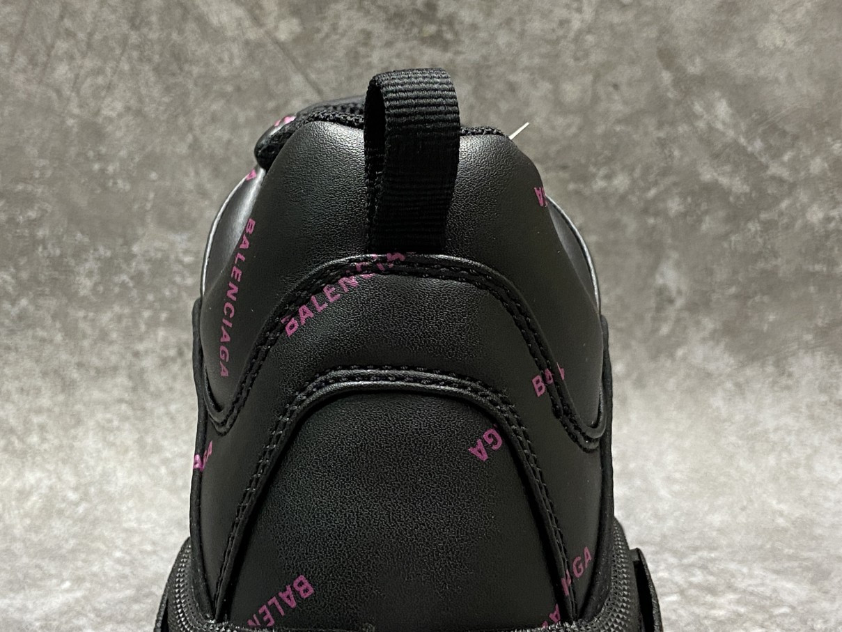 Balenciga Triple S Allover Logo Black Purple