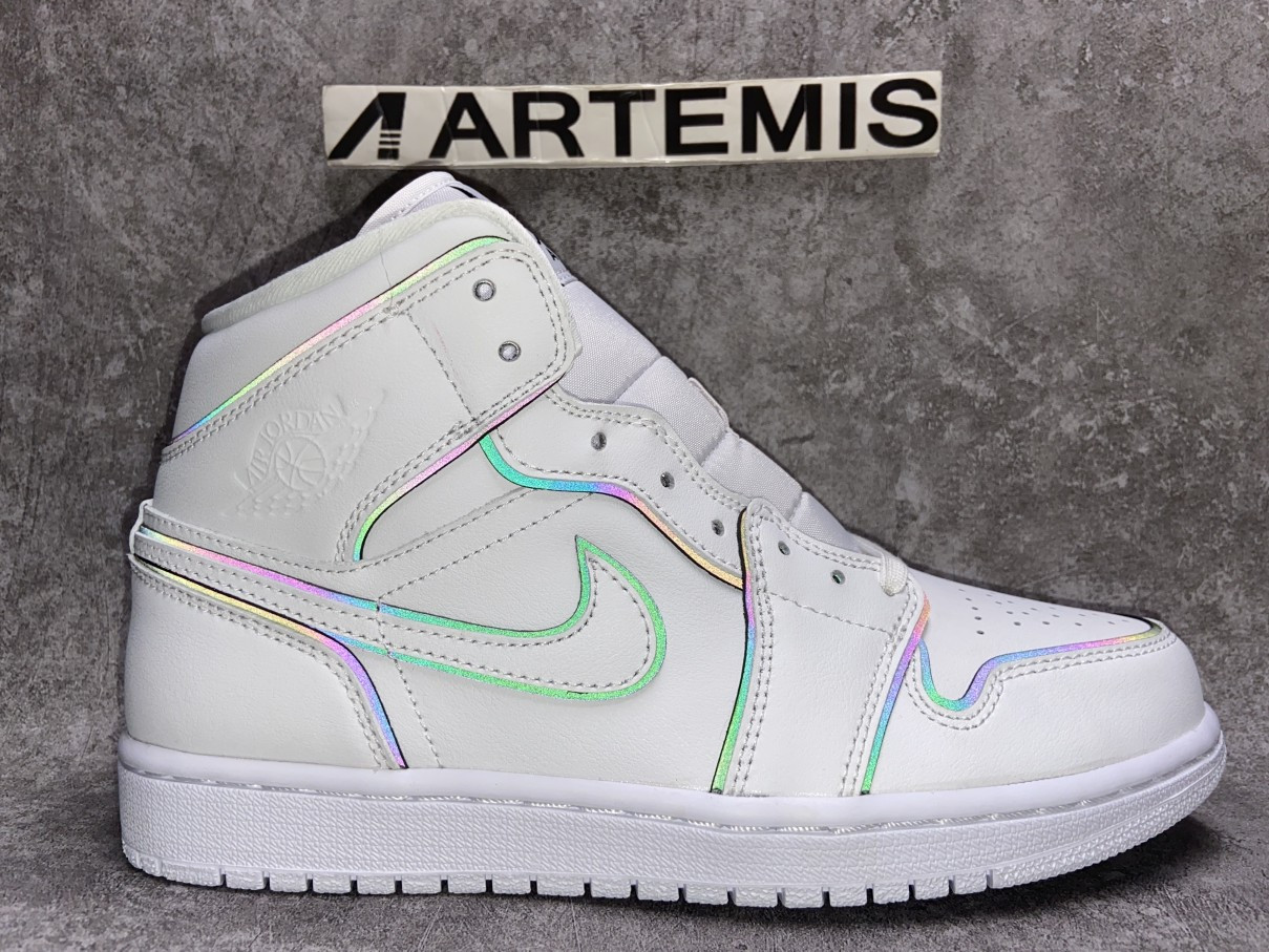 Air Jordan 1 Mid Iridescent Reflective White