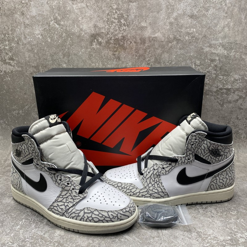 Air Jordan 1 Retro High Elephant Print White Cement