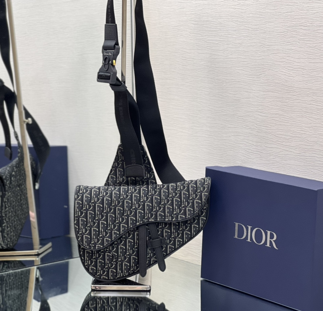ch**an D*or saddle crossbody bag oblique canvas 26 x 19 x 4.5 cm