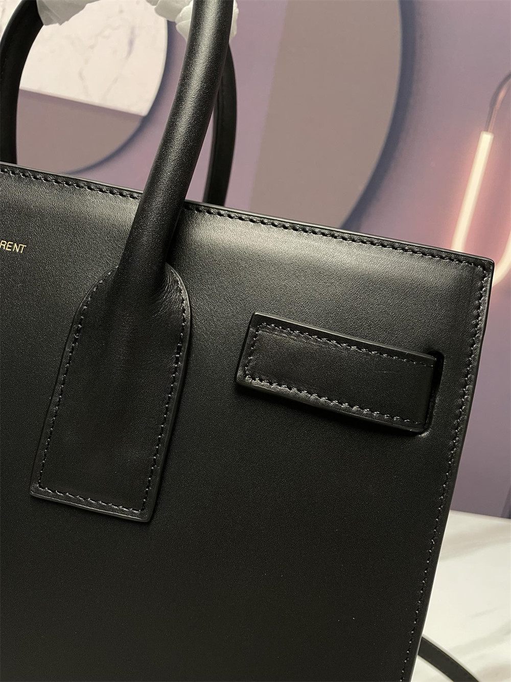 Y*L sac de jour small in shiny leather black