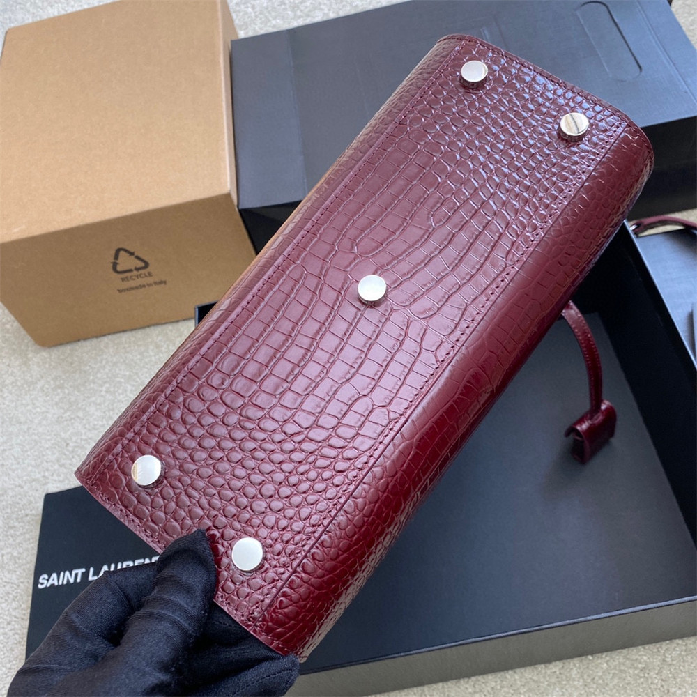 Y*L sac de jour baby in crocodile embossed leather red
