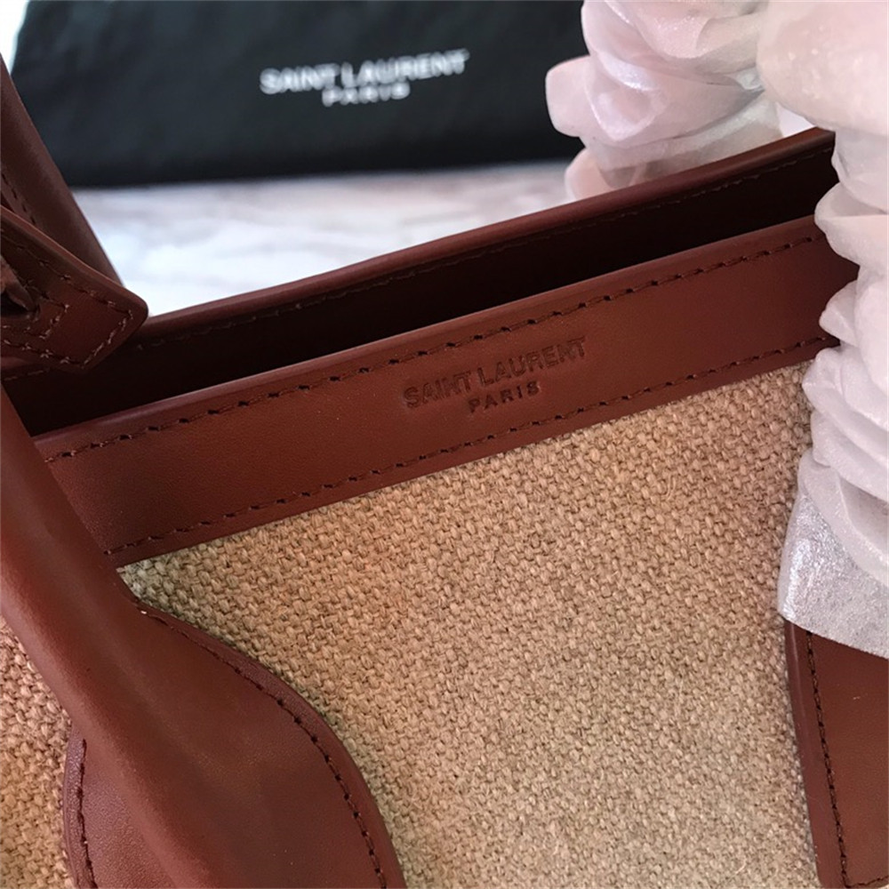Y*L sac de jour small in canvas and leather beige sea salt and brick
