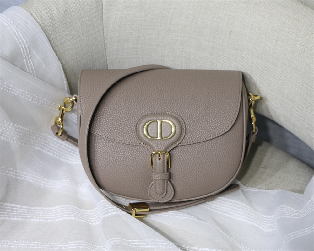 medium D*or bobby bag grey grained calfskin