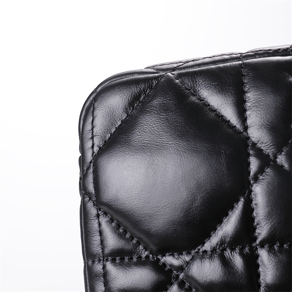 medium d*or caro bag black S*pple cannage calfskin with silver hardware 20x12x7cm