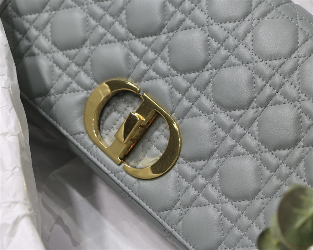 large d*or caro bag stone gray S*pple cannage calfskin 29 x 18 x 10 cm