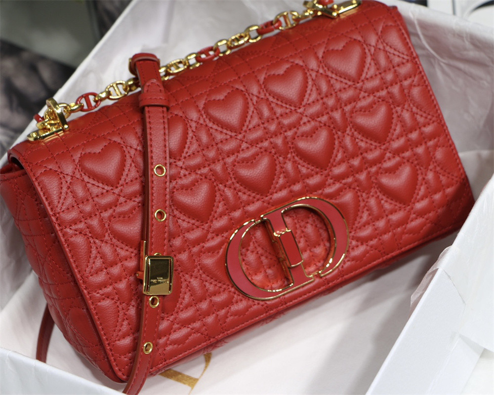 medium D*or caro bag amour red 25.5 x 15.5 x 8 cm