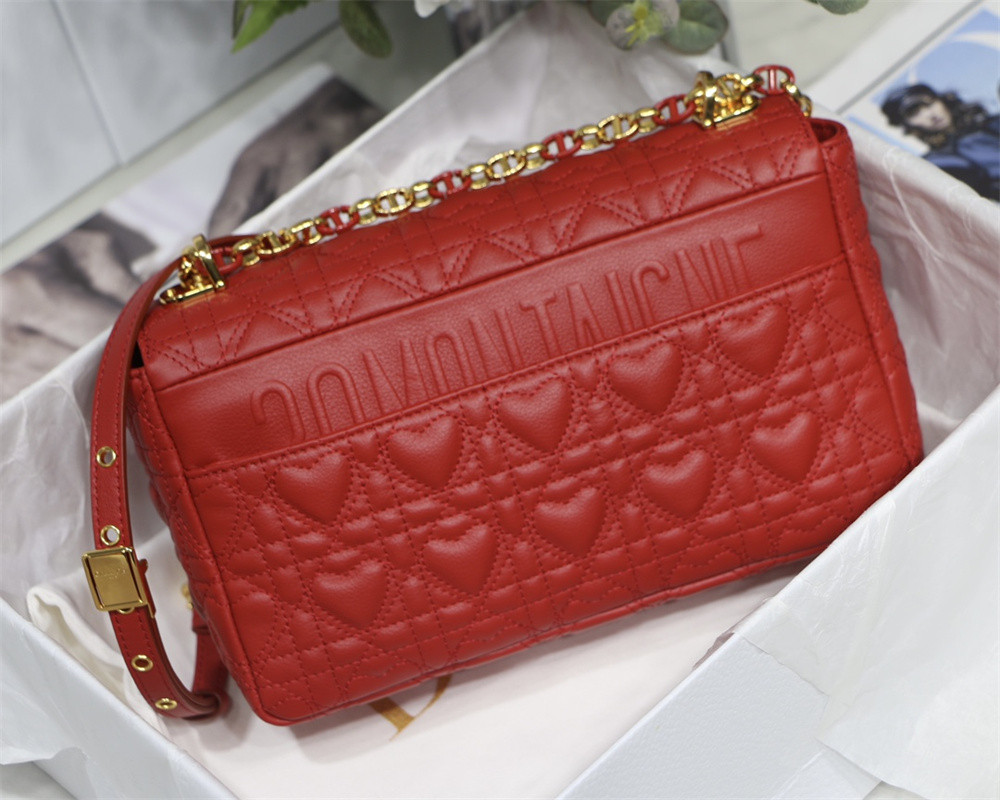medium D*or caro bag amour red 25.5 x 15.5 x 8 cm