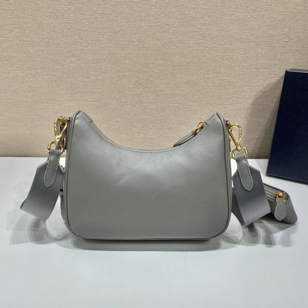 Pra*a re-edition 2005 saffiano leather bag grey