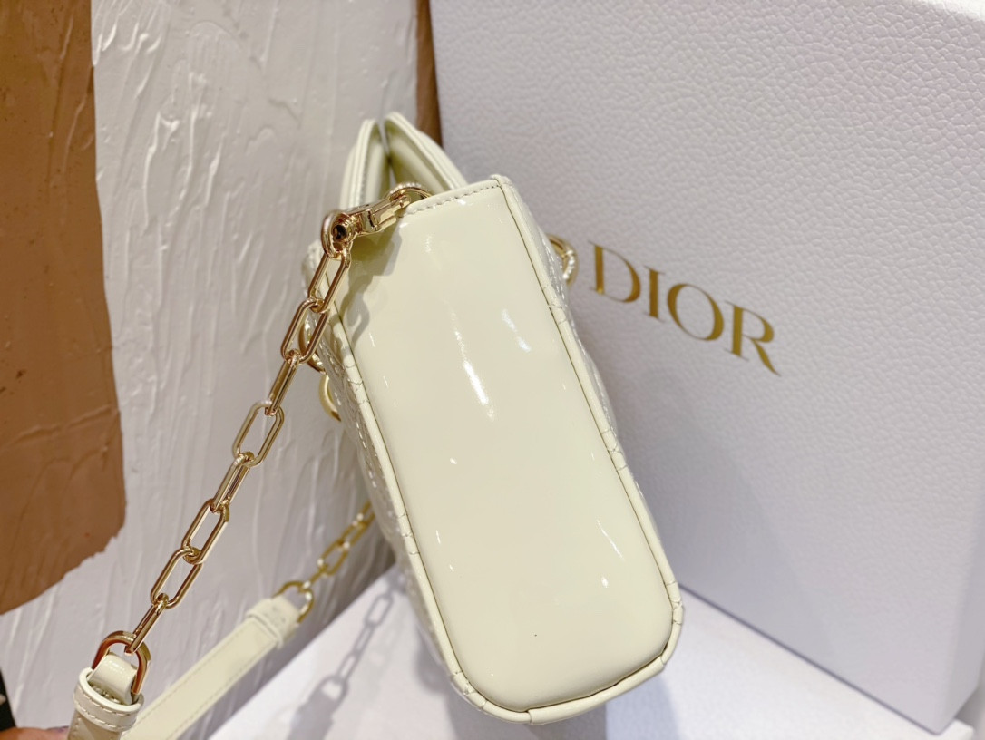 D*or small lady d-joy bag white patent