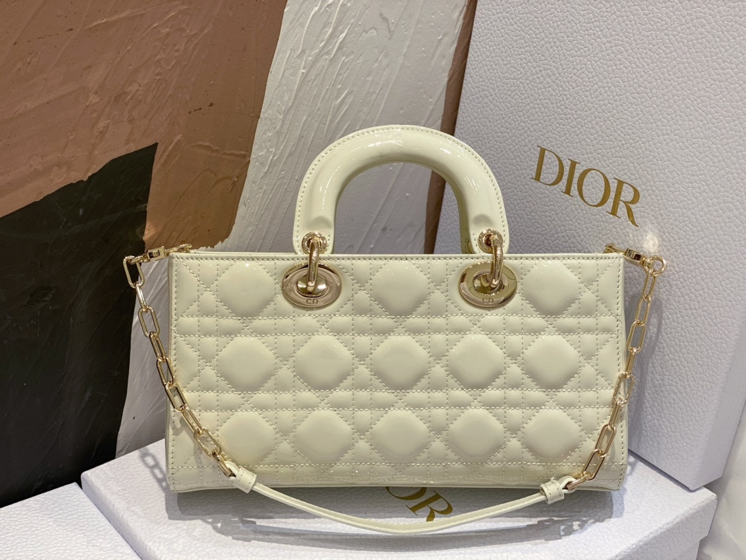 D*or small lady d-joy bag white patent