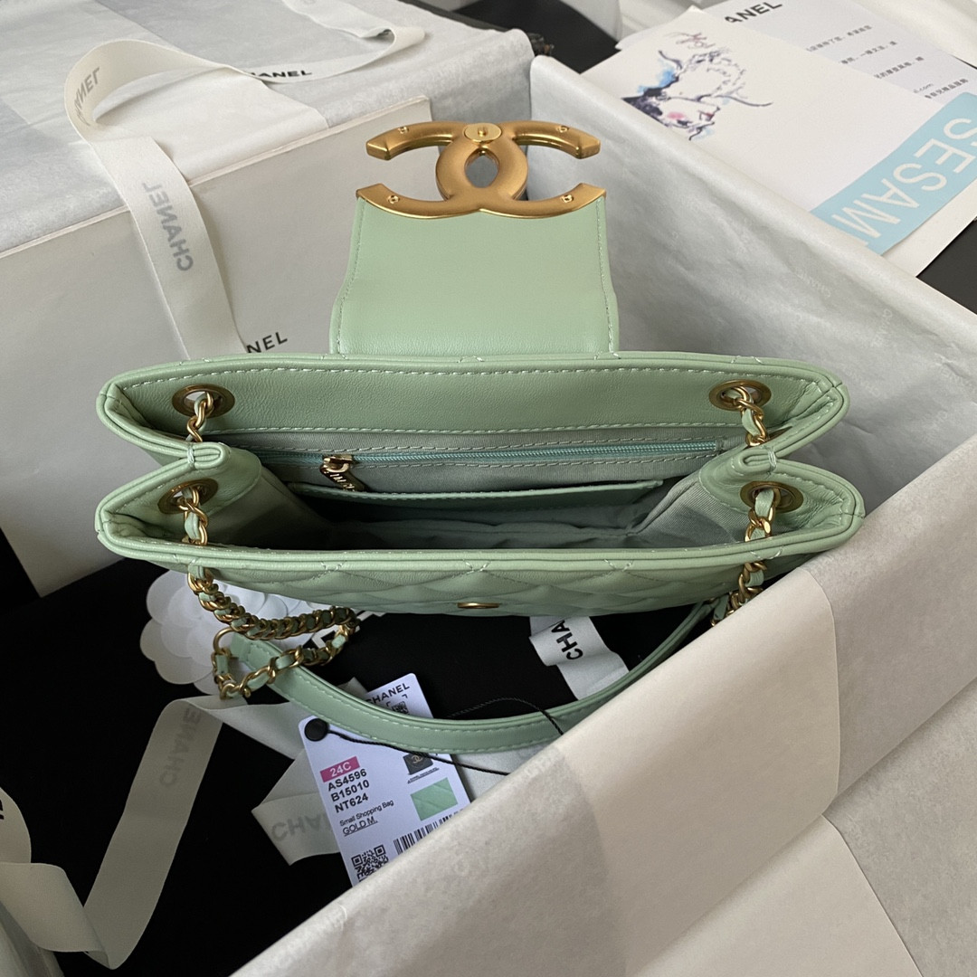 Ch*el baguette bag green 17.5×20×5cm