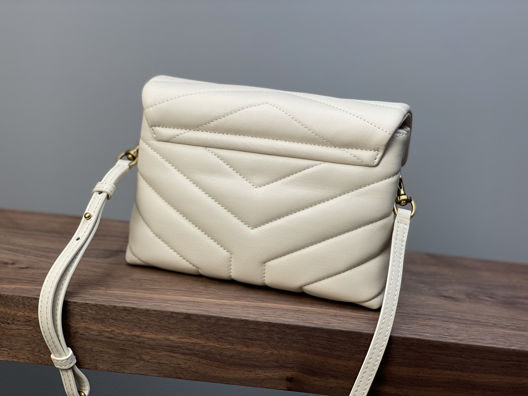Y*L toy loulou in quilted leather white 7.9 x 5.5 x 3 inches
