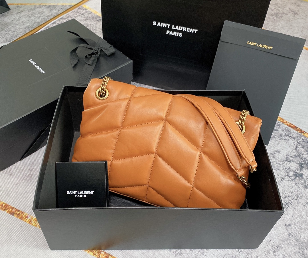 Y*L puffer small in nappa leather orange 11.4 x 6.6 x 4.3 inches