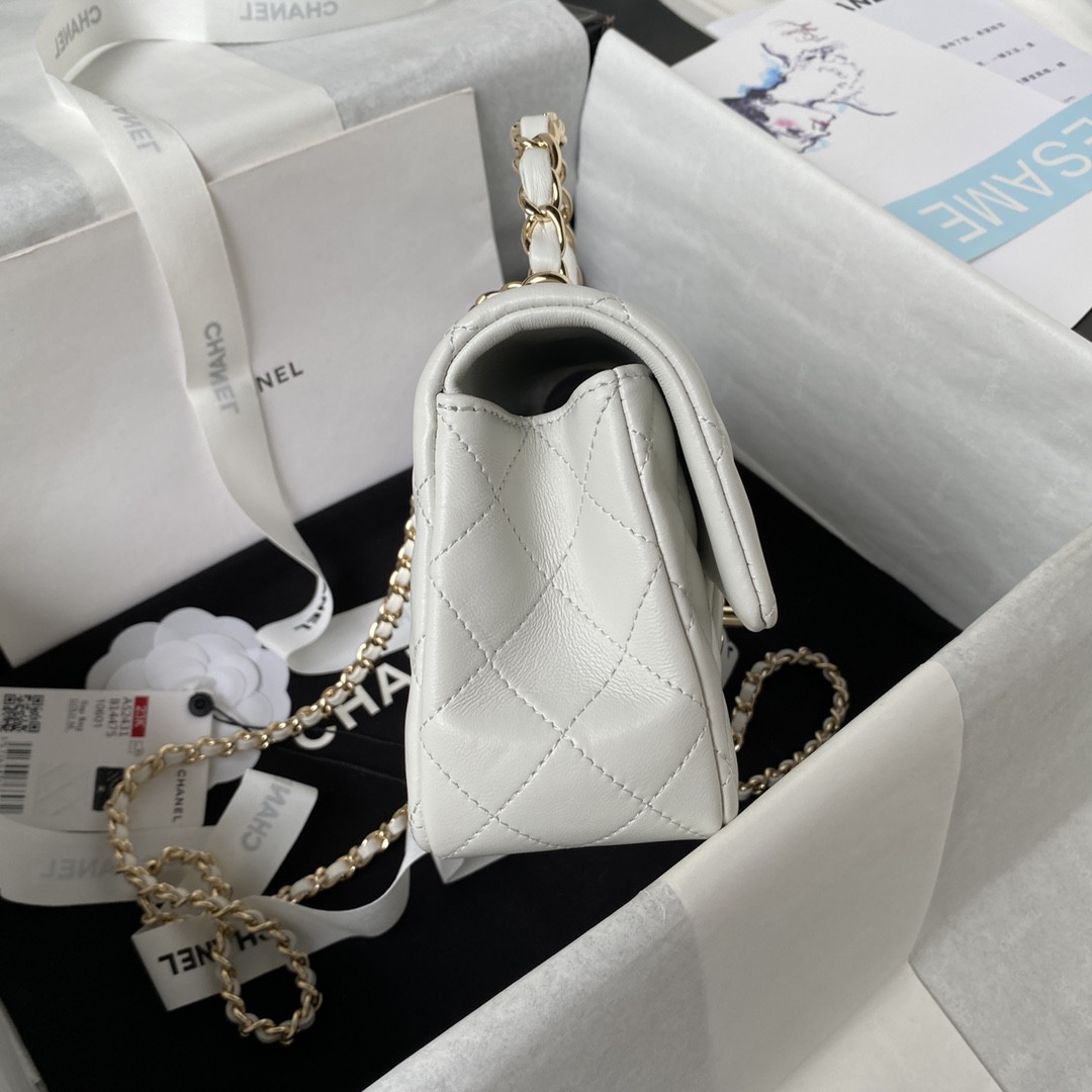 Ch*el mini classic handbag with top handle 12 × 20 × 6 cm