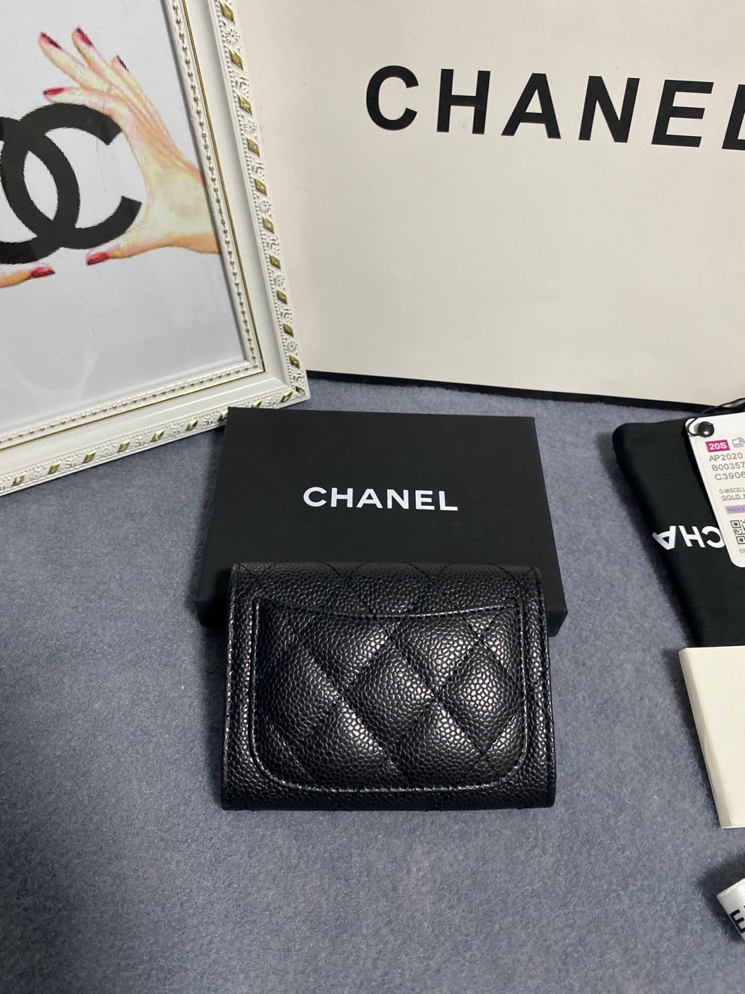 Ch*el flap wallet 12 x 8.5cm