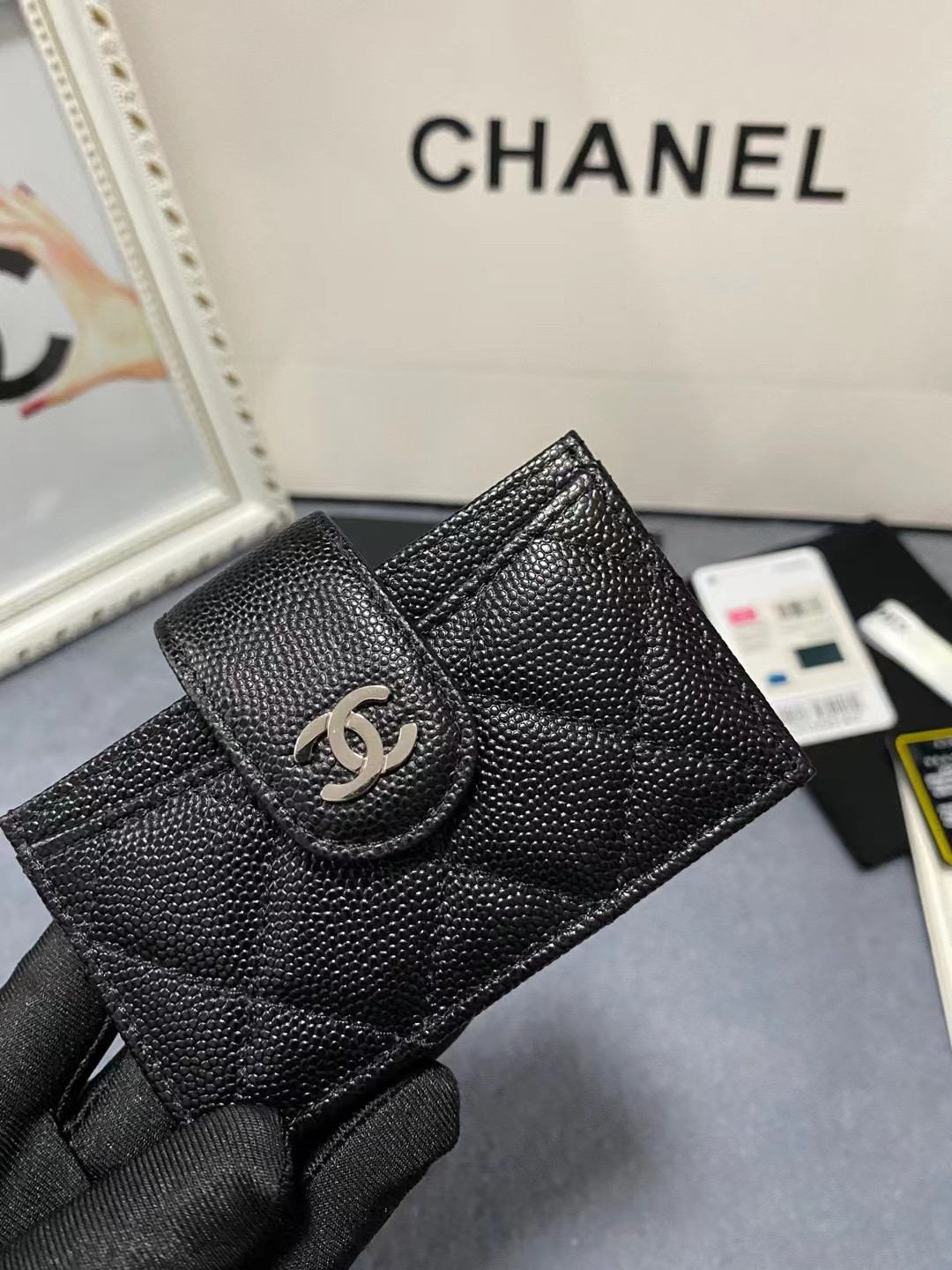 Ch*el card holder 10.4×7×2cm