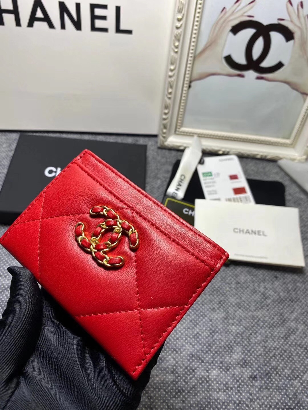 Ch*el card holder 11.2×7.5×0.5cm