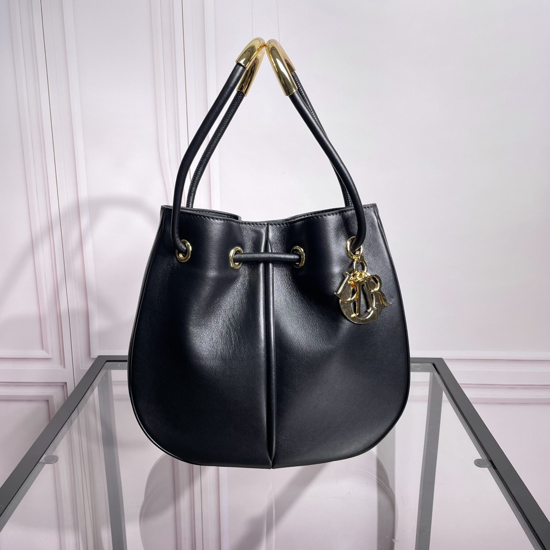 medium D*or nolita bag  black calfskin 11 x 10 x 2 inches
