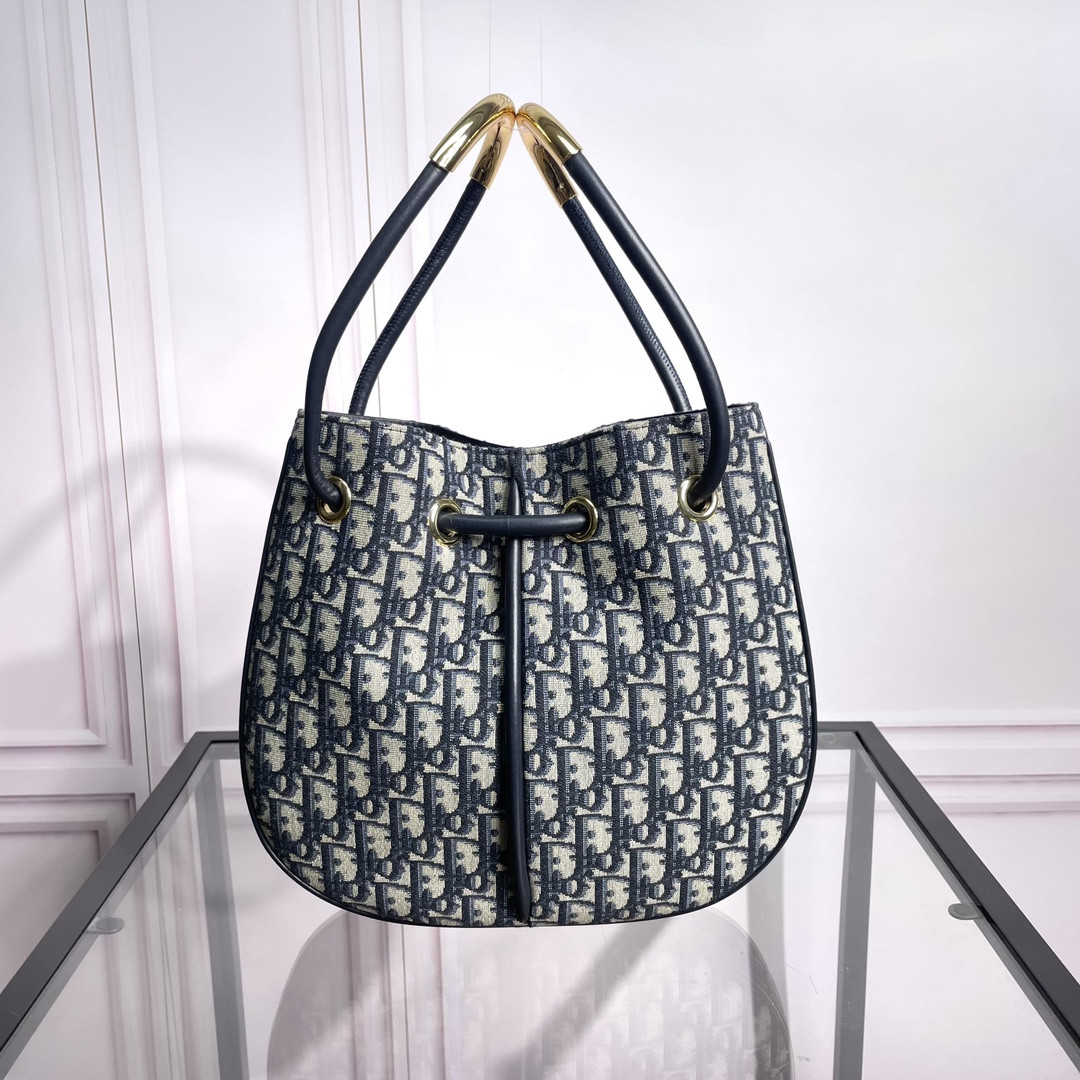 medium D*or nolita bag blue D*or oblique jacquard 10.5 x 10 x 2 inches