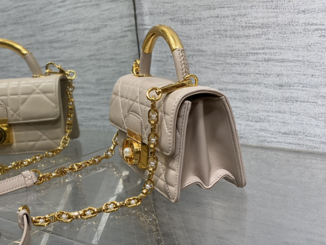 D*or small ange bag pink latte macrocannage calfskin 20 x 12 x 5 cm