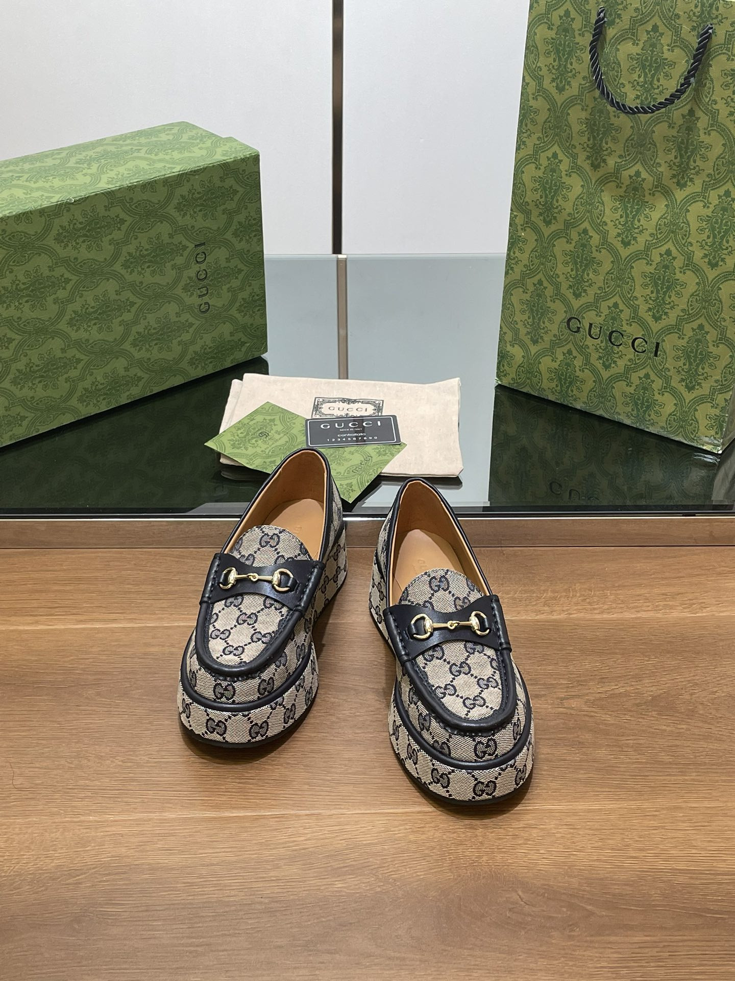 ua G*u*i horsebit wedge loafer