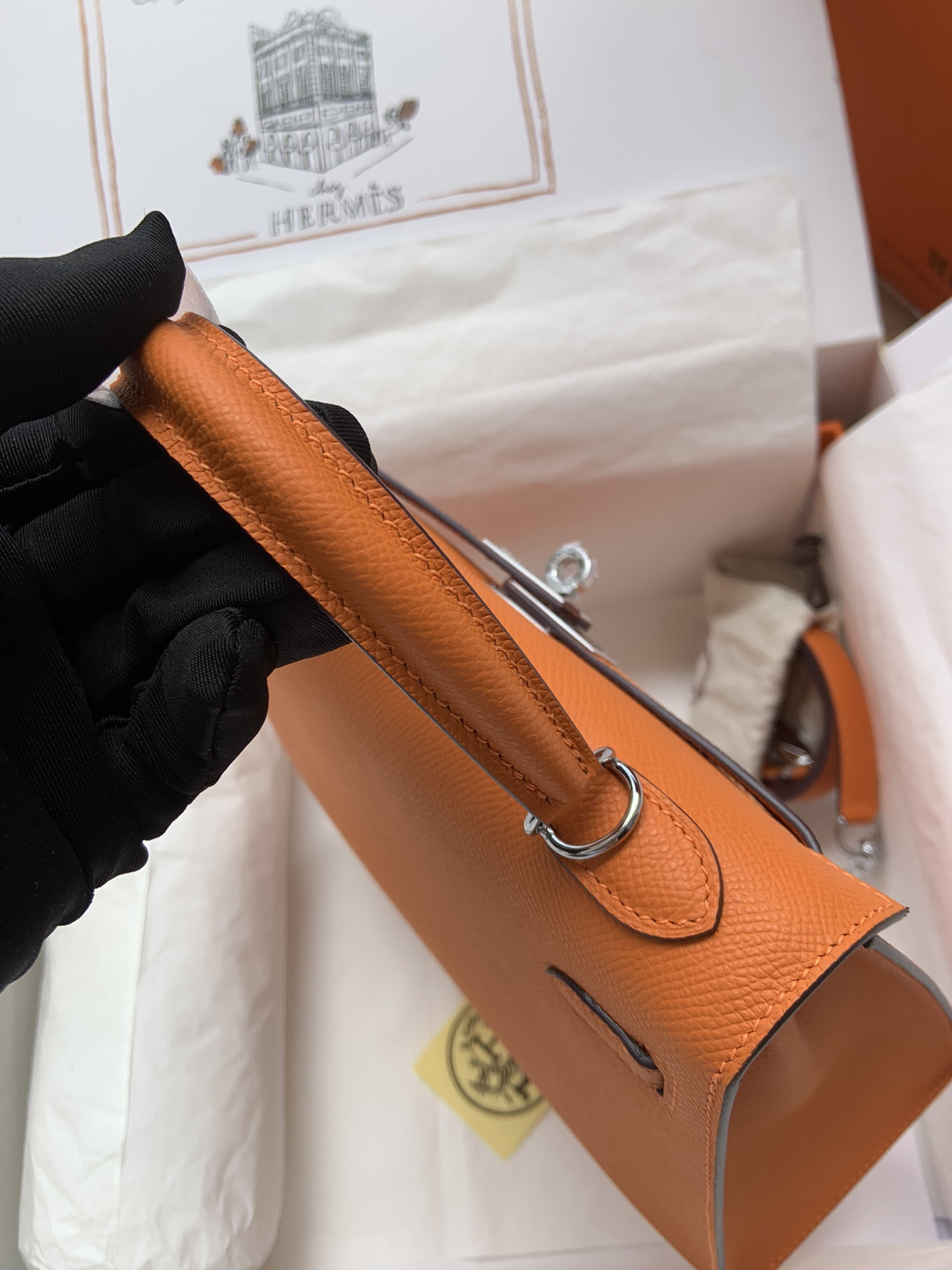 HERMÈS Kelly Silver-tone Hardware 25 28
