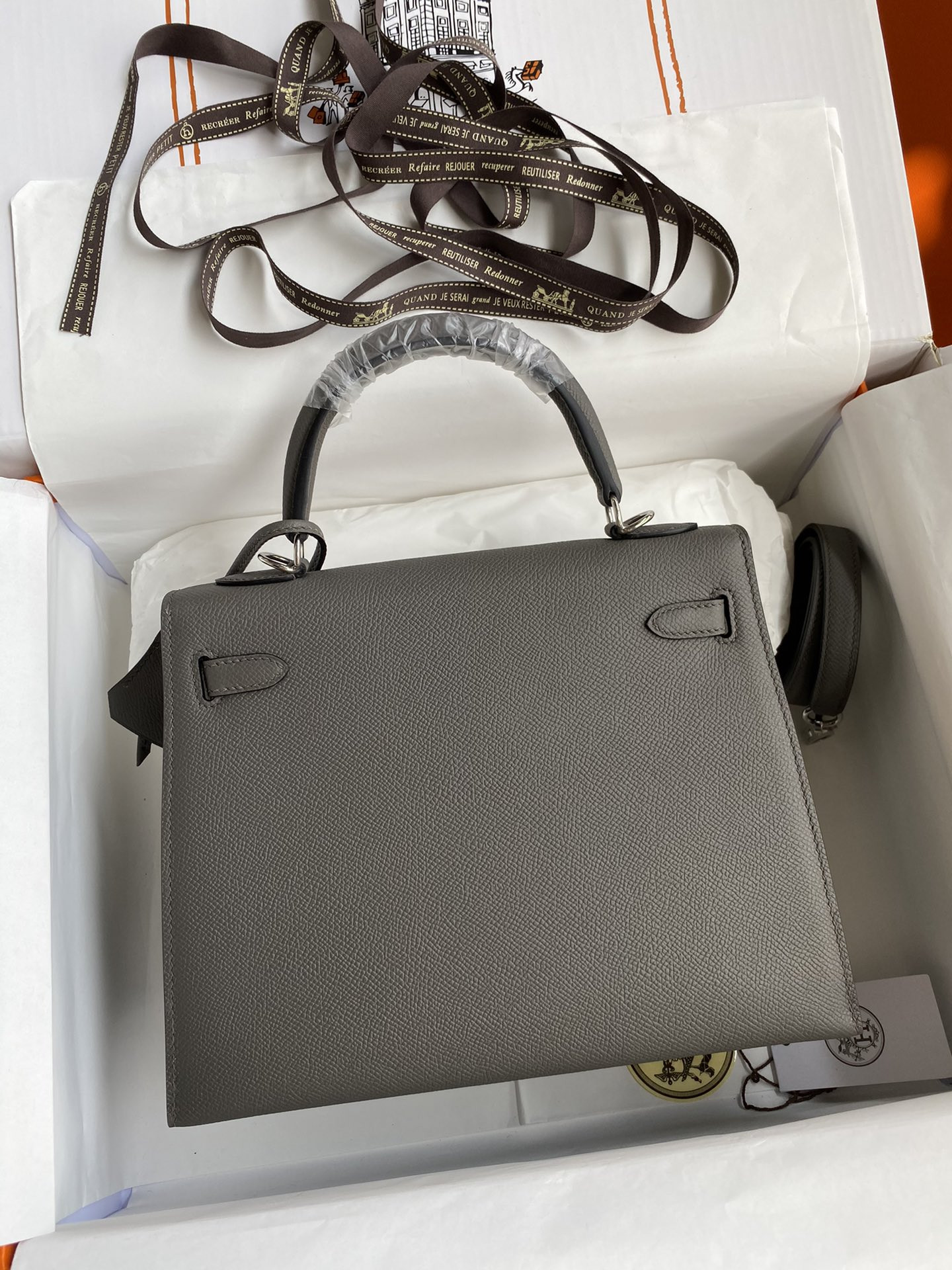 HERMÈS Kelly Silver-tone Hardware 25 28
