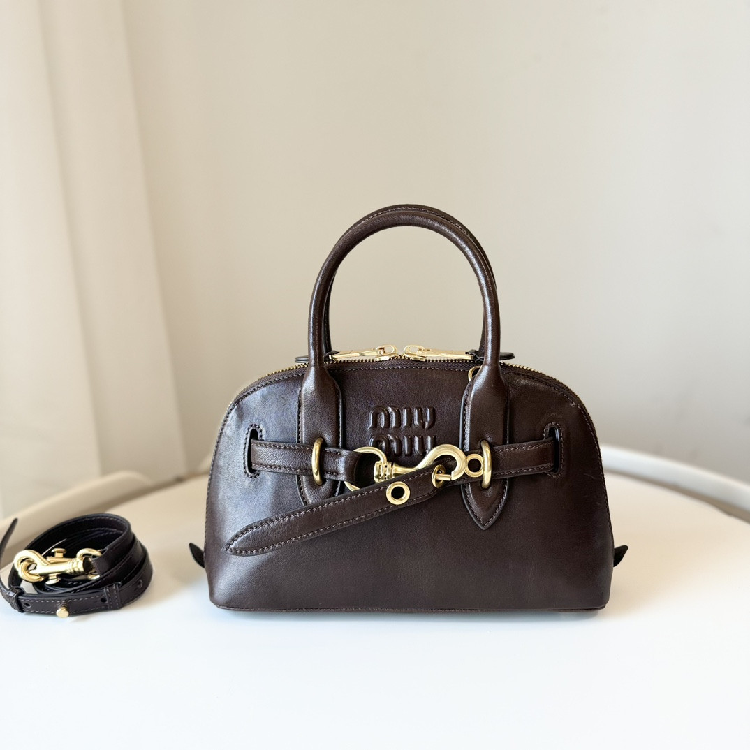 Miu Miu Aventure nappa leather top-handle bag 16.5x28x10cm