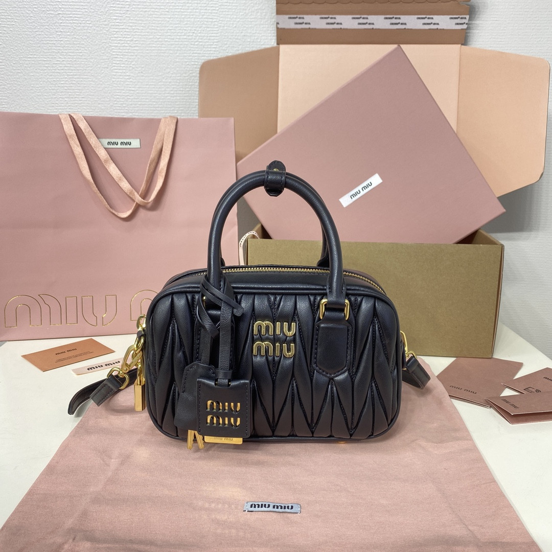Miu Miu Arcadie matelassé nappa leather bag 13x19x6cm